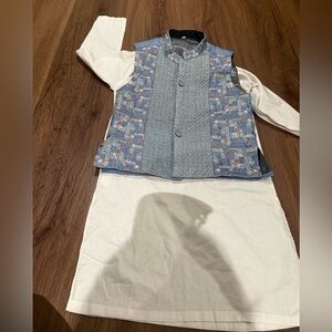 India Boutique Blue and White Vest with Shirt